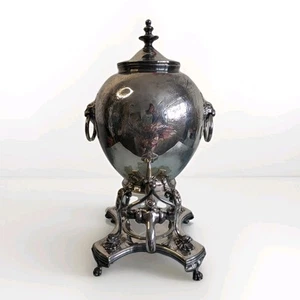 Antique Silver Plated Tea Samovar Early 1800s English Made With Lion Handles - Picture 1 of 20