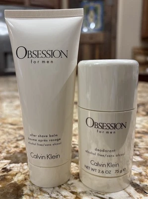 Bálsamo para después del afeitado Calvin Klein Obsession for Men 3,4 oz y desodorante 2,6 oz Foto 1 de 4
