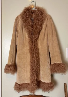 Abrigo Marvin Richards Penny Lane M Cordero Mongol Borde Piel de Oveja Cuero Genuino Foto 1 de 4