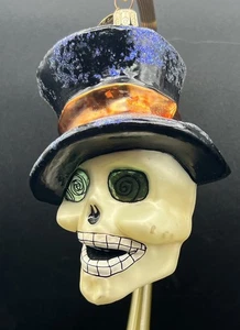 Christopher Radko The Eyes Have It 5” Skull Top Hat Glass Ornament - Picture 1 of 9