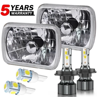 Pair 5x7" 7x6" LED Headlights High Low Beam For Chevrolet Malibu 1978-1980 1981 - Image 1 of 4