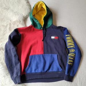 90s Tommy Hilfiger Jeans Colorblock Hoodie Vintage, Men's XL - Picture 1 of 11