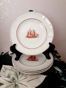 4 Wedgewood Georgetown Collection Flying Cloud 8 1/4 Salad Plate Red Jacket 1853 - Picture 1 of 3