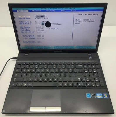 Samsung NP300V5A-A0GUS Laptop Intel i7-2670QM 6GB RAM NO HD/OS Bad Screen (FL) - Image 1 of 4