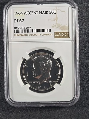 1964 U.S. Kennedy Half Dollar PROOF - ACCENTED HAIR variety - PF67 (NGC) - Image 1 of 4