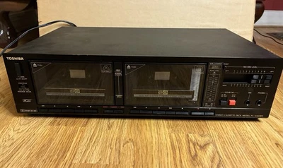 Reproductor de doble cinta vintage 1985 negro Toshiba estéreo cubierta modelo PC-G46WR Foto 1 de 4