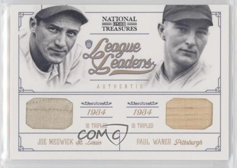 2012 National Treasures League Leaders Combos /25 Joe Medwick Paul Waner #10 HOF - Image 1 of 2