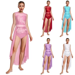 Women Dress Contemporary Leotard Costume Dancewear Embroidery Adult Lyrical - Picture 1 of 46