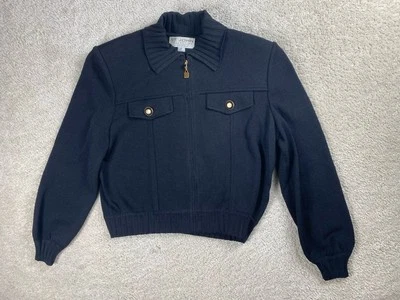 Chaqueta Suéter ST. JOHN COLLECTION MARIE GRIS P Med Negra ZIP-UP PUNTO SANTANA Foto 1 de 4