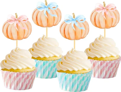 24 Piezas Toppers para Cupcakes Calabaza, Acción de Gracias Cumpleaños Baby Shower Arco Tema Otoño Foto 1 de 4