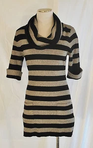 CHIC INC Plata Negro Rayas Capucha Bolsillos Pulóver Suéter Túnica Top XL - Imagen 1 de 6