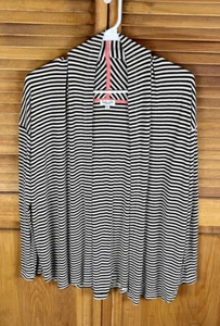 Splendid Belmar Beige Black Stripe Open Front Waterfall Cardigan sz Md - Picture 1 of 8