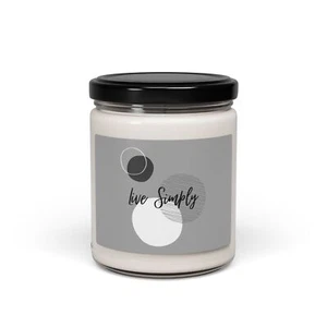 Scented 100% Soy Wax Candle, 9oz Gray Black White Circles Live Simply Design  - Picture 1 of 41