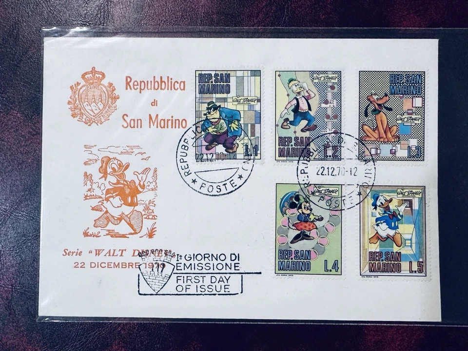 San Marino 1970 serie FDC Walt Disney Foto 1 de 2