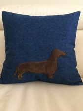 Dachshund on the Pillow Cover Suede dog on denim pillow sham 16x16 Denim sham