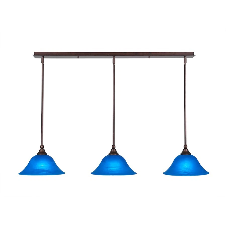 Toltec 3 Light Mini Pendant, Bronze, 10" Blue Italian - 36-BRZ-435 - Image 1 of 1