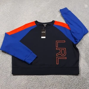 Lauren Ralph Lauren Black Label Sweatshirt Womens L Colorblock Streetwear NEW - Picture 1 of 9