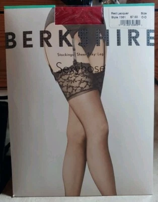 Berkshire Sexyhose Silky Sheer Lace Garter Stocking 1361 Red Lacquer C/D - Image 1 of 4