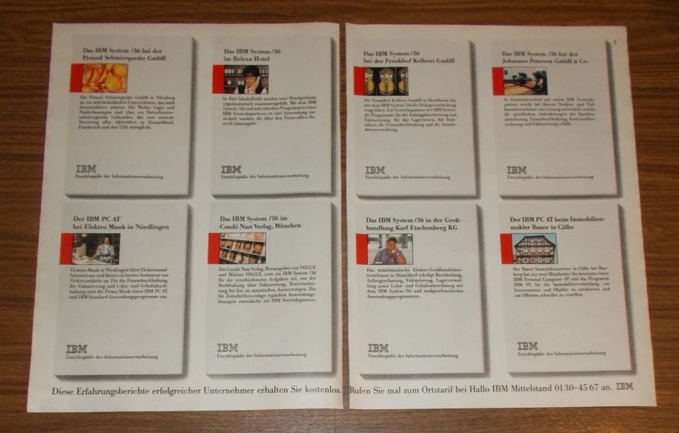 Seltene Werbung IBM SYSTEM /36 & PC AT - 8 Betriebsgeheimnisse 1987 - Bild 1 von 1