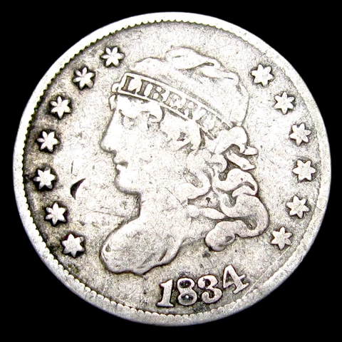 1834 Capped Bust Half Dime Silver ---- Nice Rare US Type Coin ---- #CB821 Cover