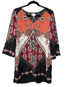 Hig And Flower Boho Mujer M Estampado Mediano con Encaje Negro Túnica Larga POLIÉSTER - Imagen 1 de 2