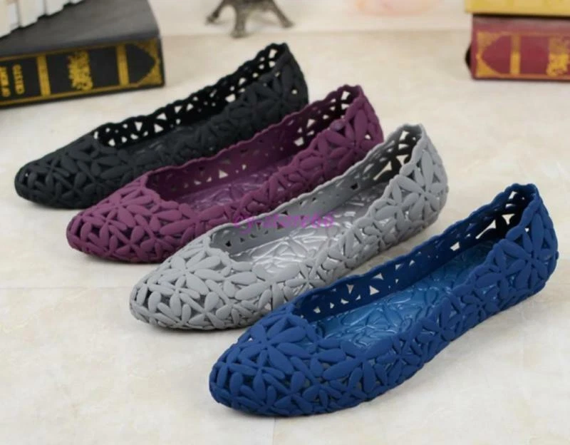 Mujeres Damas Jalea Hueca Sin Cordones Sandalias Planas Verano Punta Zapatos Talla Foto 1 de 4