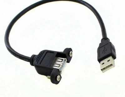 USB 2.0 A male to female with Screw panel Mount extension cable connector 30cm - Image 1 of 2