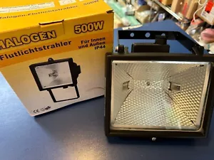 HALOGEN FLUTLICHTSTRAHLER 500W für Innen und Außen IP44 CE 230V Strahler Schwarz - Bild 1 von 8