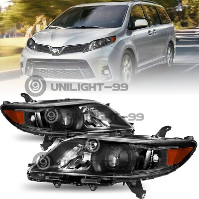 Par de faros esquineros ámbar negro proyector Toyota Sienna 2011-2020 Foto 1 de 4