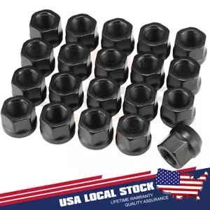 20x Set OPEN END LUG NUTS BULGE ACORN 1/2"X20 WHEEL NUT BLACK FINISH For FORD - Picture 1 of 16
