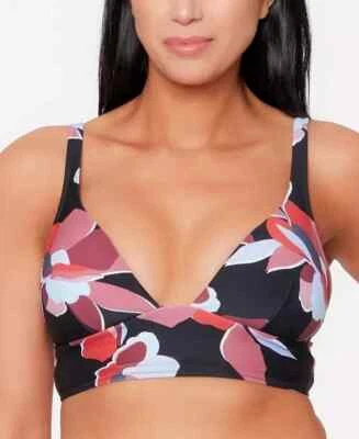 Bar III Women's Black Secret Garden Longline Halter Bikini Swim Top Size Large - Image 1 of 4