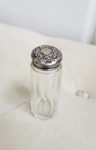 Antike Repousse Sterling Silber Waschtisch Glas Flasche/Parfüm oder Haarnadeln Flasche - Bild 1 von 15