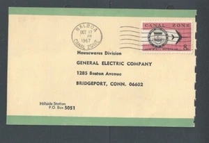 1967 Canal Zone #C43 On General Electric Warranty Card To Bridgeport CT - Picture 1 of 2