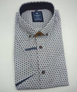 REDMOND short sleeve shirt size XL 43/44 button down collar blue pattern regular fit - Picture 1 of 5