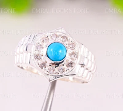 Anillo de hombre turquesa azul anillo de plata de ley 925 anillo de aniversario regalo para él Foto 1 de 4