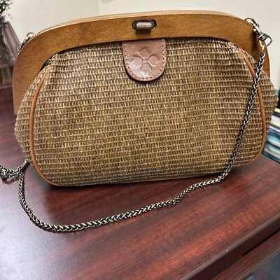 Bolso de Mano Patricia Nash Tabaco Marrón Tejido Rafia Gracchi Cuero Foto 1 de 4