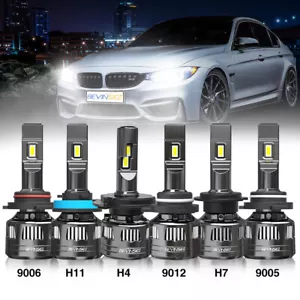 BEVINSEE V45 H1 H3 H4 H7 H8 H11 9005 9006 9012 LED Headlight Bulbs Canbus Bright - Picture 1 of 17