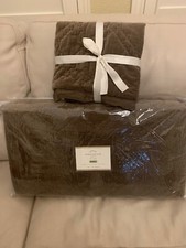 Nwt Pottery Barn Washed Velvet Silk Blend Fq quilt full queen mocha f/q W/1 Euro