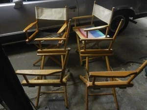 4 VINTAGE TELESCOPE DIRECTOR'S FOLDING CHAIRS 3 MADE IN GRANVILLE NY - Picture 1 of 23