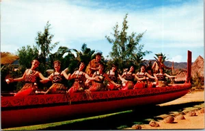 Vtg Maori War Canoe Polynesian Cultural Center Laia Oahu Hawaii HI Postcard - Picture 1 of 2