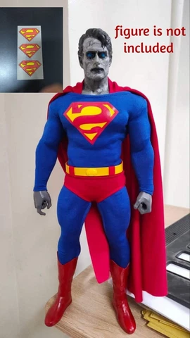 1/6 Scale toy iron on Superman Bizarro Reversed S logo crest symbol labels Cover