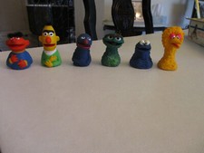 Vintage Rubber Finger Sesame Puppets Lot 6 Ernie Bert Big Bird Oscar Cookie Grov
