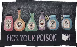 Set of 2 Same Tapestry Placemats,13"x18", HALLOWEEN,PICK YOUR POISON BOTTLES, MM - Picture 1 of 13