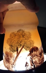 Vintage REVERSE Hand Painted Trees water Fall Shade 2 1/4" Fitter GB100 - Picture 1 of 7