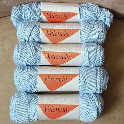 5 Skeins of Valencia by Bernat (50% Cotton/50% Acrylic) Pale Blue - Image 1 of 4