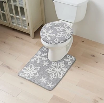 Juego de alfombrilla de baño y tapa de inodoro copo de nieve cuadrado St. Nicholas, baño de invierno Foto 1 de 4