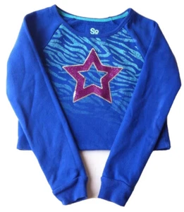 SO Blue Zebra Glitter Star Sweatshirt Size Large 14 Girls FINAL SALE - Picture 1 of 3