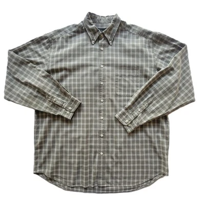 Eddie Bauer XL Tall Men's Plaid Shirt Green Gray 100% Cotton Button Down - Image 1 of 4
