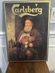 VINTAGE 30-s CARLSBERG BEER ALE PLAQUE WALL SIGN COPENHAGEN DENMARK - Picture 1 of 15