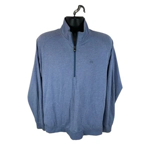 Travis Mathew Golf Pullover 1/4 Zip Blue Size Large Soft Cotton Blend - Picture 1 of 12
